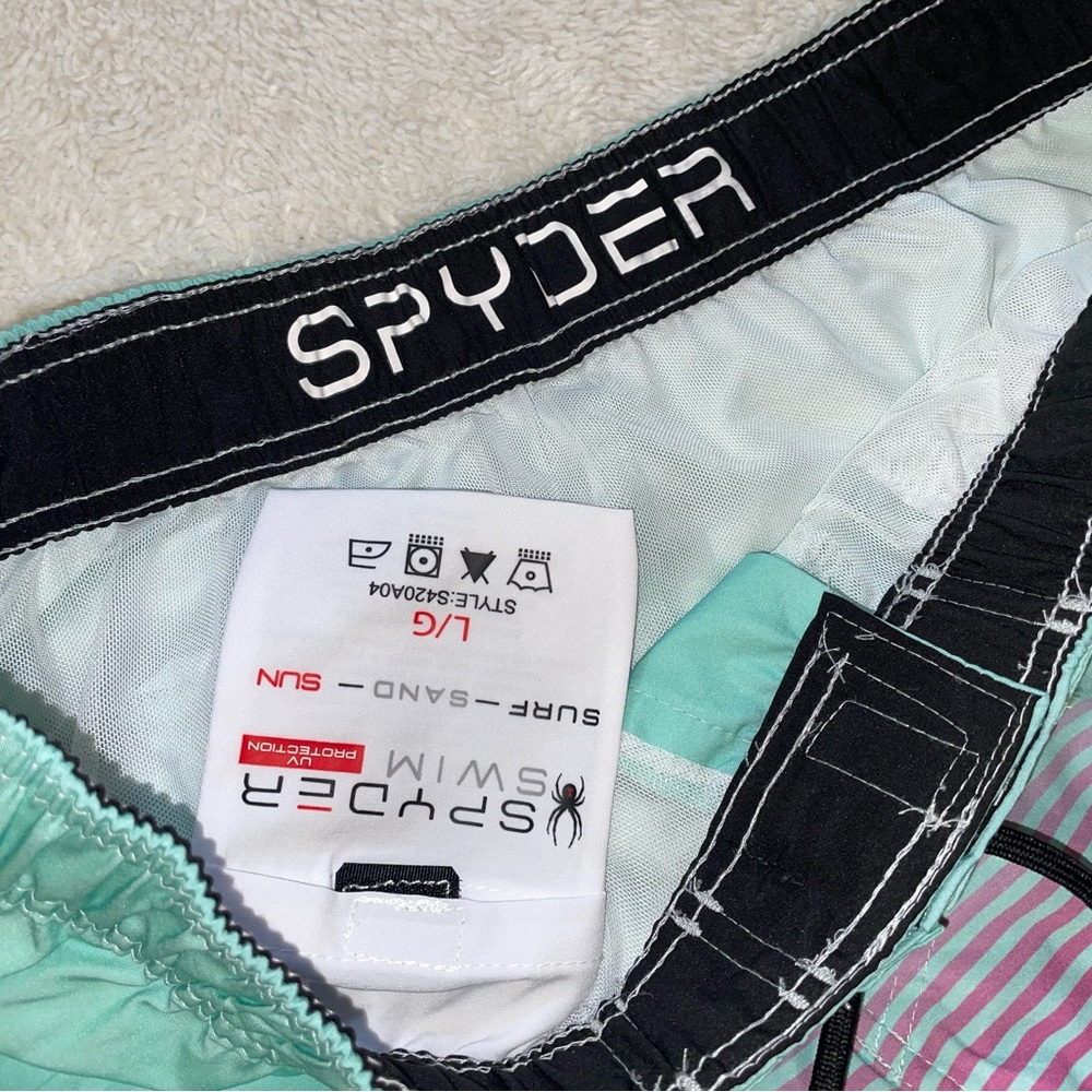 Spyder Men's‎ Aqua and Pink Swim Shorts - Picture 5 of 7